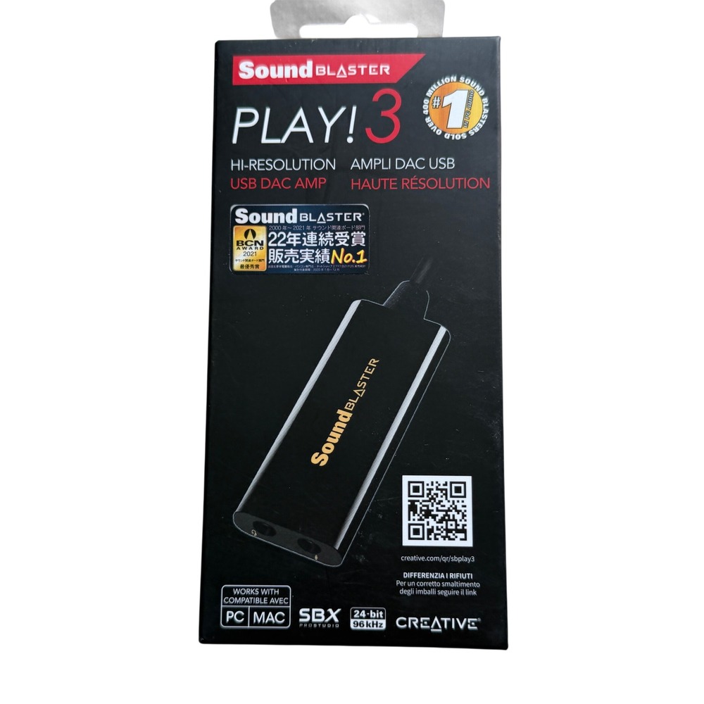 Creative Sound Blaster PLAY! 3 USB DAC Amp External Sound Card SB1730 Black